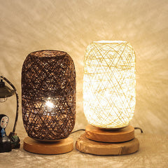 Rechargeable Solid Wood Rustic Table Lamp