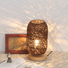 Rechargeable Solid Wood Rustic Table Lamp