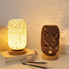 Rechargeable Solid Wood Rustic Table Lamp