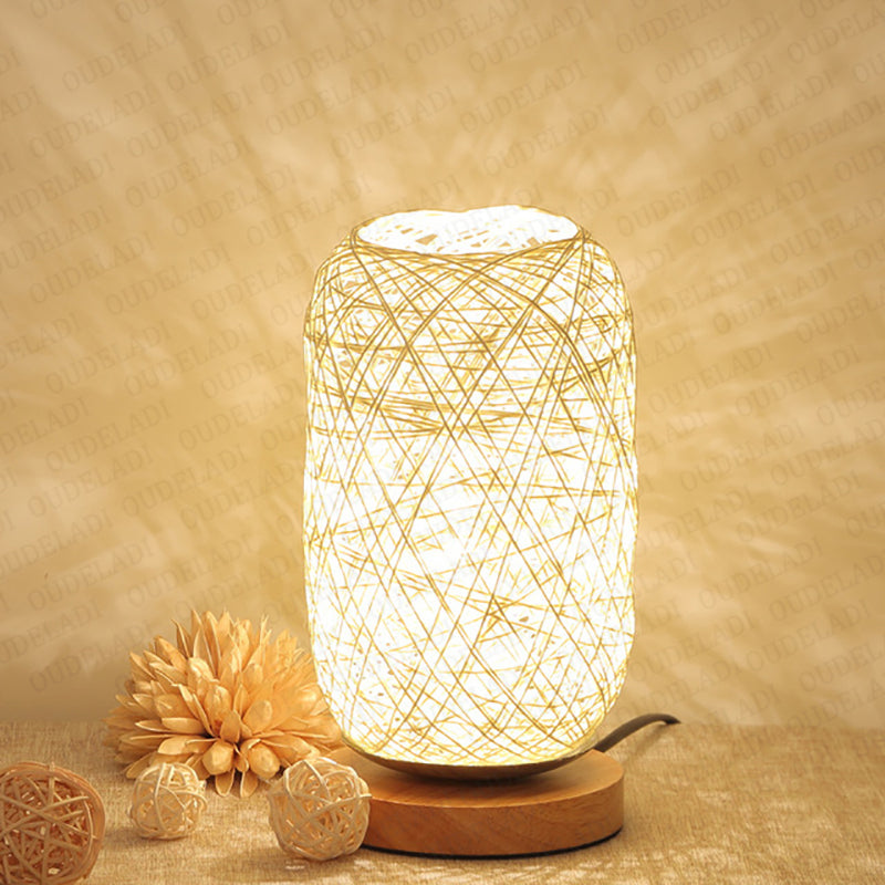 Rechargeable Solid Wood  Rustic Table Lamp