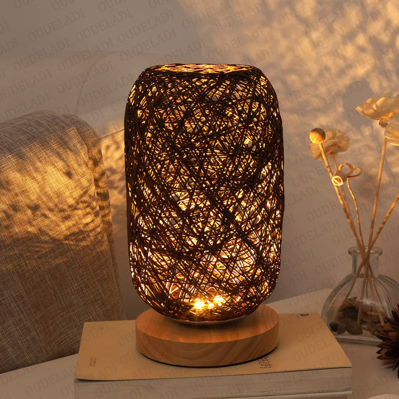 Rechargeable Solid Wood  Rustic Table Lamp